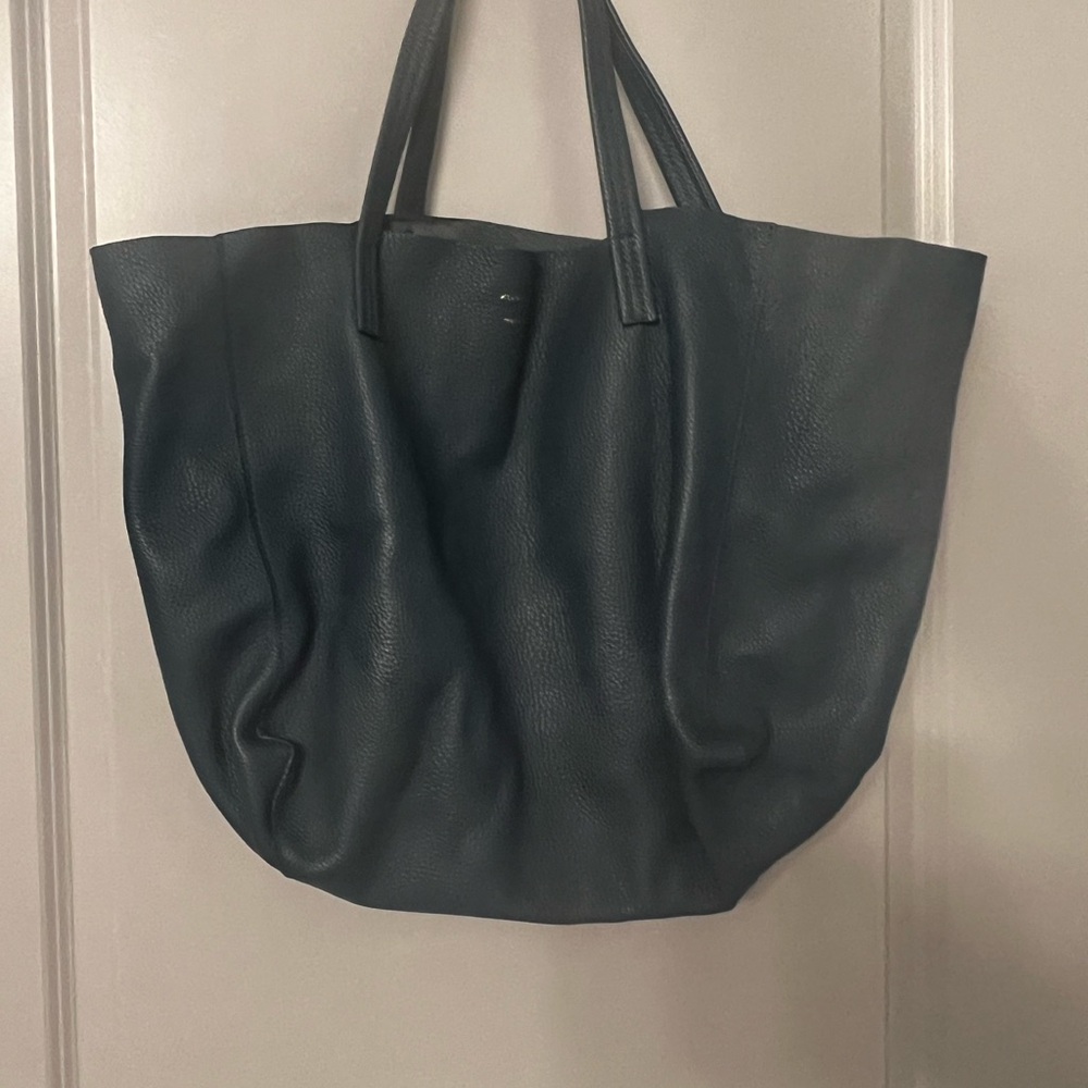Elegant Teal Leather Tote Bag